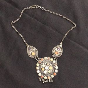 Large multi gemstone pendant necklace